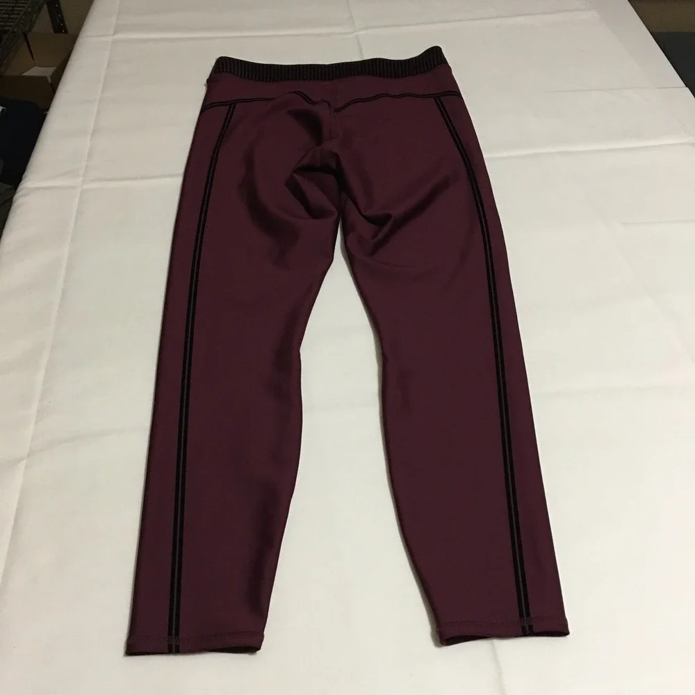 Alo Yoga Leggings Women Medium Burgundy Side Stripe Athletic